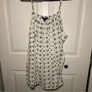 Ellos White and Black Relaxed Sleeveless Camisole